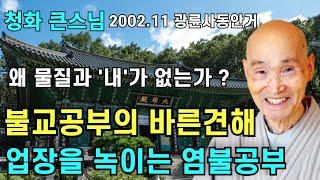 불교를 이해하는 바른견해 왜 내가 없는무아인가 | 업장을 녹이는 염불공부와 염불참선 염불선 |청화스님 법문 20021120 광륜사동안거결제