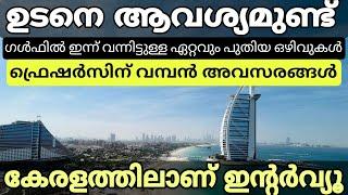 ഗൾഫ് ജോലി ഒഴിവുകൾ  ഇൻ്റർവ്യൂ കേരളത്തിൽ  | Fresher gulf jobs | Gulf dubai job interviews in kerala