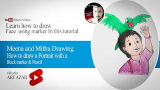 Meena Cartoon Character Drawing【Meena and Mithu Drawing】Bangla Cartoon ▶ Art Azad