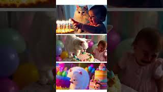 Funny cats and babies at birthdays party #cat #dog #catlover #labubu #lovelycat #kittty #catlover