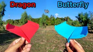 Dragon vs Butterfly Paper Airplanes Flying Comparison and Making Tutorial