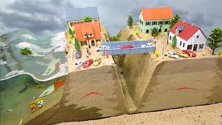 City Model Flood Collapse - Dam Breach Experiment - Natural Disaster vs Double Dam