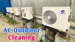 GREE Inverter AC Outdoor Cleaning || AC Outdoor Service with Pump