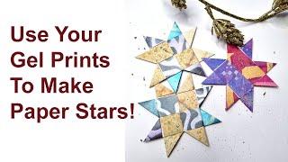 Use Your Gel Print Stash to Make Paper Stars! #christmascrafts #papercraft