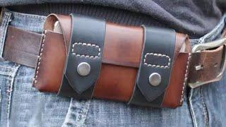 Hand made Genuine Cow Leather Waist Cellphone Bag part 2