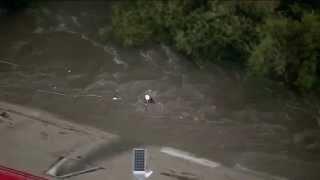 BREAKING: Rescuer Gets Swept Away During Swift Water Rescue in LA (HD)