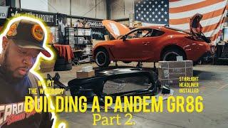 BUILDING A PANDEM TOYOTA GR-86 | PART 2 ( FITTING THE WIDEBODY + STARLIGHT HEADLINER )