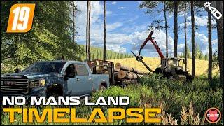 Cutting trees & harvesting canola ⭐ FS19 No Man's Land Timelapse