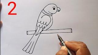 How To Draw Bird With 2Number | Parrot Drawing