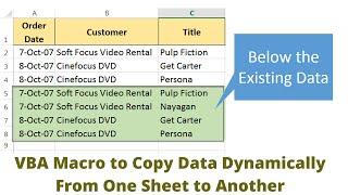 VBA Macro  to Copy Data Dynamically From One Sheet to Another