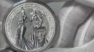 2019 Germania Mint, 1st in The Allegories -  Britannia & Germania 5 Mark, 1 .oz 999.9 Silver Round