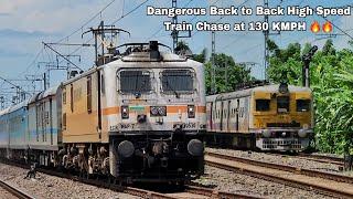 Dangerous SARAIGHAT + SAMPARK KRANTI + RAJDHANI + POORVA Back to Back Train Race at 130 KMPH