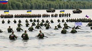 Russian Troops Surrender Helplessly in the Middle of a Ukrainian River