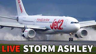 ️ STORM ASHLEY LIVE  Manchester Airport WINDY Landings