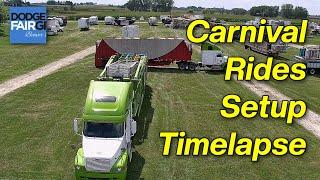 Setting up the Amusement and Carnival Rides Time-lapse at 2021 Dodge County Fair