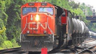 Pair of CN EMD's Lead a CSX Tank Train Thru St Denis