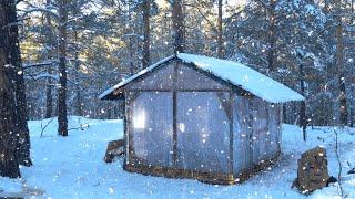 8 Days Alone in The Forest: Relaxing in a Cabin From January to March