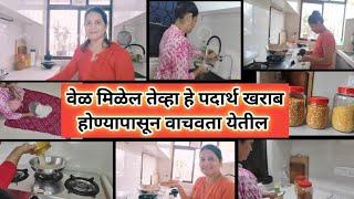 वेळ काढा आणी पदार्थ खराब होण्यापासून वाचवा |How to save Kitchen Pantry items|Indian Kitchen Routine