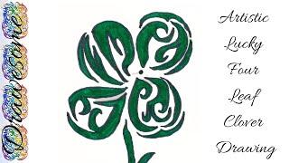 Artistic Lucky Four-Leaf Clover Drawing / Drawesome