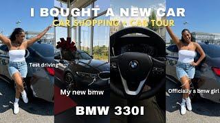 I BOUGHT A NEW CAR!! | BMW 330I | car shopping + car tour vlog