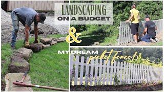 DIY Landscaping with Rocks ~ Retaining Wall Idea ~ Picket Fence Garden ~ Landscaping on a Budget