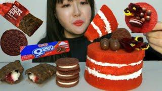 직접 만든 RED VELVET CAKE OREO MALTESERS레드벨벳케이크 오레오 레드벨벳 맥도날드 라즈베리크림치즈파이 몰티져스 리얼사운드*no talking