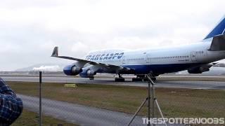 Transaero Boeing 747-400 landing at Salzburg Airport