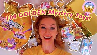 UNBOXING 100 *GOLDEN* MYSTERY TOYS!(MONOPOLY CHEST, MINI BRANDS, TREASURE X, GIANT GOLD EGG ETC!)