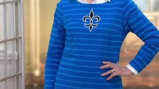 Bob Mackie's Striped Knit Top with Fleur De Lis Applique on QVC