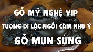 Tượng Di Lặc ngồi cầm như ý - Gỗ Mỹ Nghệ Vip