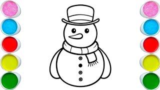 Snowman ️ Drawing. Painting &, Coloring For Kids and Toddlers_ Kids Art