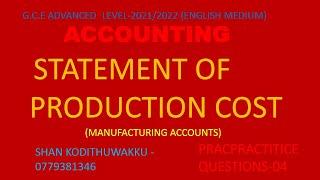 ACCOUNTING WITH SHAN KODITHUWAKKU-ENGLISH MEDIUM-MANUFACTURING ACCOUNTS