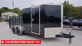 7x18 Enclosed Hybrid Trailer 7'x18' - Lawn Mower Equipment Hauler  | #SLEequipment #Trailers