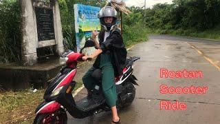 Driving a Scooter around Roatan Island in Honduras