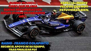 Radio Franco Colapinto, Recibe el Apoyo de su Equipo, Tras Finalizar P14 en Las Vegas. F1 radio