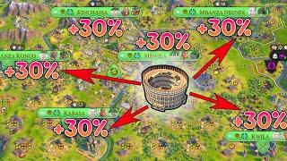 Colosseum is giving me +30% YIELDS in SIX Cities