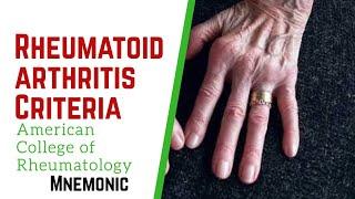 Rheumatoid Arthritis criteria by American College of Rheumatology. Mnemonic