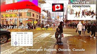 CANADA Winter: TORONTO Snowfall (Mon. December 23, 2024) Holiday Season ON #LiveLifeDowntownToronto