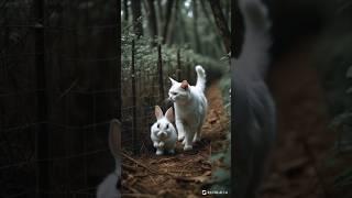 "The White Cat, a Little Hero for the Rabbit"