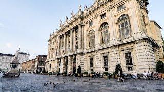 Turin, Italy. A Walk Around the City Centre. Piazza Castello, St. Carlo Square and Via Roma