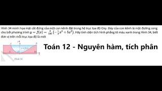 Toán 12: Tích phân: Hình 34 minh họa mặt cắt đứng của một con kênh đặt trong hệ trục tọa độ Oxy.