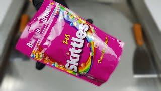 SKITTLES Ice Cream Rolls | Made fried ice cream out of SKITTLES candy | | ASMR | Mukbang