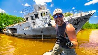 Exploring Abandon GHOST SHIP Trapped in URBAN Jungle!! (Research Vessel)