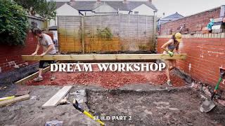 Building Our DIY Garden Workshop AND SAUNA - Part 2 Concrete Foundations - PHILLY & KEELY Visits!