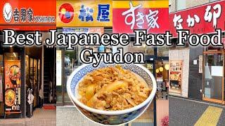 The Best Fast Food in Japan! Gyudon, Beef Rice Bowl at Yoshinoya, Matsuya, Sukiya and more!