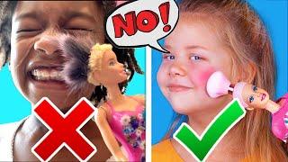 Naiah and Elli Try Never Too Old For Dolls! DIY Doll Makeup Ideas with Mom! Family Vlog