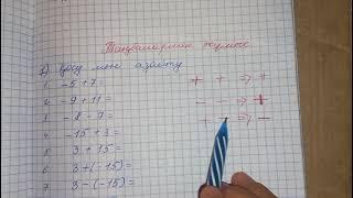 8 сынып алгебра, Арифметикалық таңбалармен жұмыс, қосу және азайту