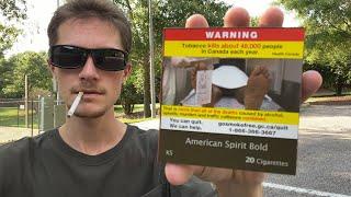 Smoking an American Spirit Bold Cigarette from Canada - Review