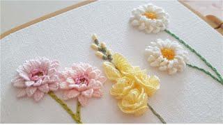 [프랑스자수] 파스텔 꽃 입체자수 Pastel Flowers Embroidery