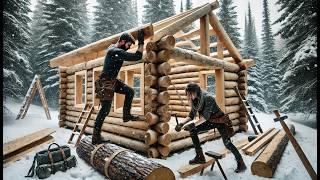 The couple is building their off-grid cabin in Alaska amidst a snowstorm | @northtoalaska2022